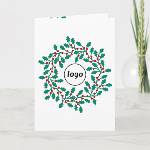 Holly-Wreath-Logo-Geschäft geklappte Weihnachtskar Karte