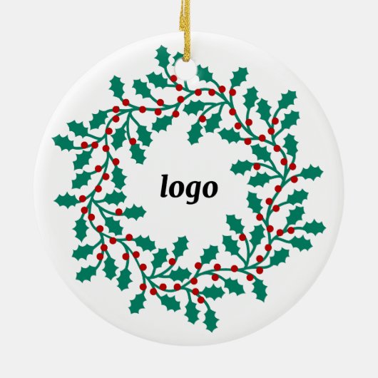 Holly-Wreath-Logo-Geschäft Keramik Ornament (Hinten)