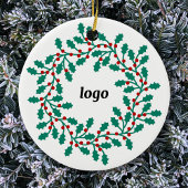 Holly-Wreath-Logo-Geschäft Keramik Ornament