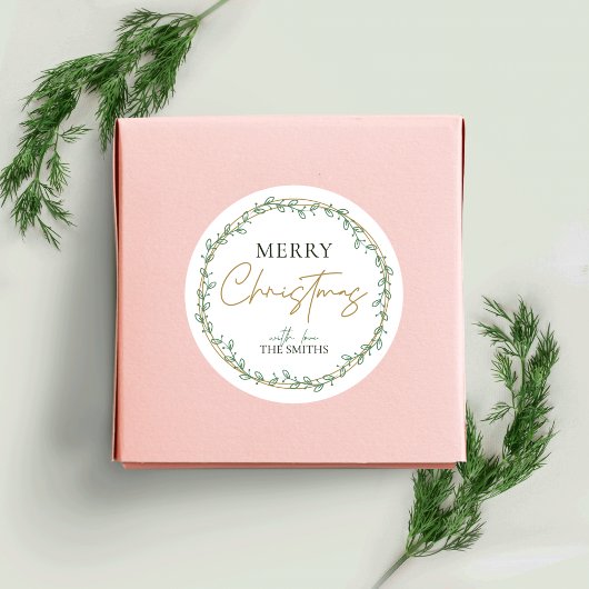 Holly Wreath Merry Christmas Sticker Greenery