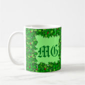 Holly Wreath mit Monogram, Deep Green Coffee Tasse (Links)