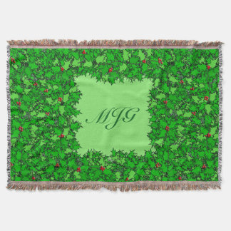 Holly Wreath mit Monogram, Dunkelgrün Decke