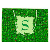 Holly Wreath mit Monogram, Dunkelgrün Große Geschenktüte (Rückseite)