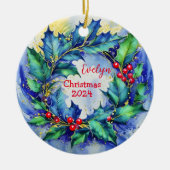 Holly Wreath Personalisiert Ornament (Vorne)