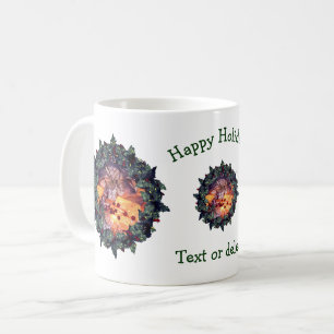 Holly Wreath Personalisierter Weihnachtsfeiertag Kaffeetasse