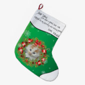 Holly-Wreath-Rahmen hinzufügen personalisiertes CA Großer Weihnachtsstrumpf (Vorderansicht (hängend))