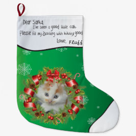 Holly-Wreath-Rahmen hinzufügen personalisiertes CA Großer Weihnachtsstrumpf