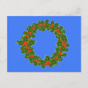 Holly Wreath & Red Berries zu Weihnachten Postkarte