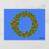 Holly Wreath & Red Berries zu Weihnachten Postkarte (Rückseite)