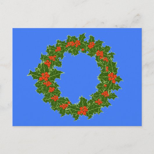 Holly Wreath & Red Berries zu Weihnachten Postkarte (Vorderseite)