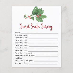 Holly Wreath Secret Santa Survey Flyer