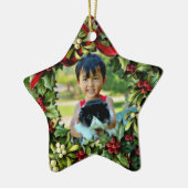 Holly Wreath Star Foto Personalisiert Ornament (Links)