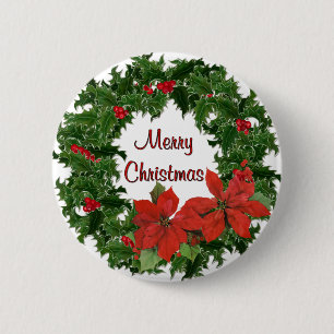 Holly Wreath Traditionen Button