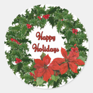 Holly Wreath Traditionen Runder Aufkleber