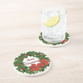 Holly Wreath Traditionen Sandstein Untersetzer (Seite)
