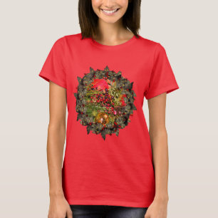 Holly Wreath Weihnachtsfeiertag T-Shirt