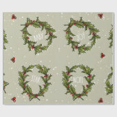 Holly Wreath Wrapping Paper Geschenkpapier (Flach)