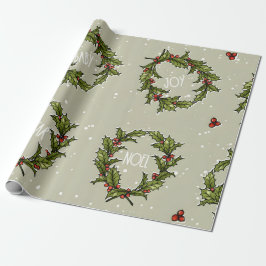 Holly Wreath Wrapping Paper Geschenkpapier