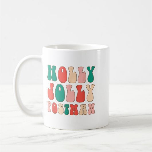 Holly Xmas Jolly Stman Retro Groovy Christmas Paja Kaffeetasse (Links)