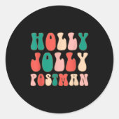 Holly Xmas Jolly Stman Retro Groovy Christmas Paja Runder Aufkleber (Vorderseite)