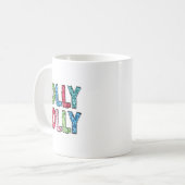 Holly Xmas Jolly Vibes Groovy Retro Weihnachten Kaffeetasse (Vorderseite Links)
