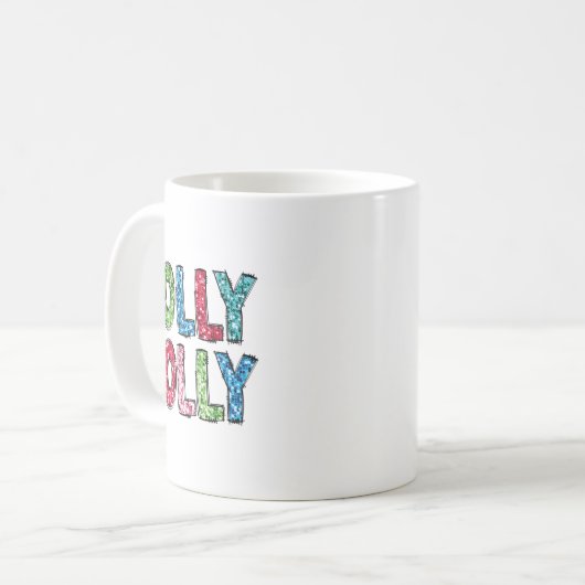 Holly Xmas Jolly Vibes Groovy Retro Weihnachten Kaffeetasse (Vorderseite Links)