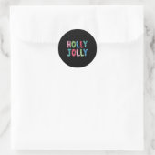 Holly Xmas Jolly Vibes Groovy Retro Weihnachten Runder Aufkleber (Tasche)