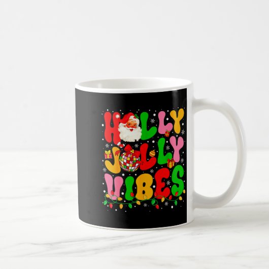 Holly Xmas Jolly Vibes Santa Christmas Lights Disc Kaffeetasse (Rechts)