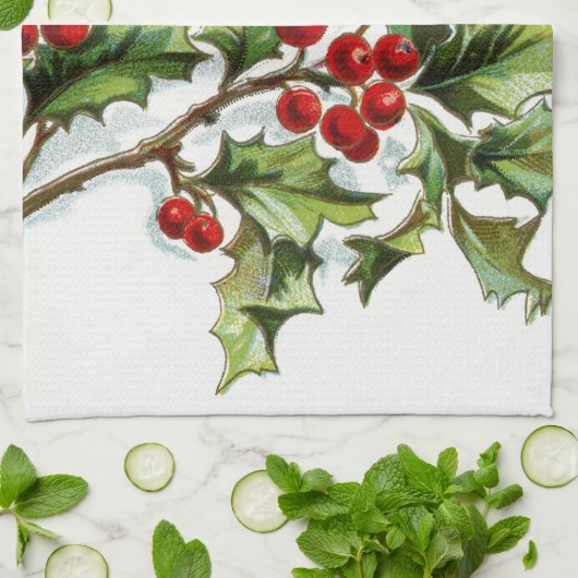 HollyBerries 001 Geschirrtuch (Gefaltet)