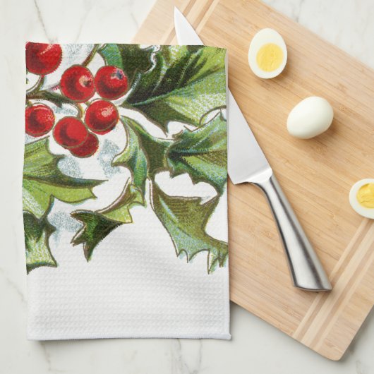 HollyBerries 001 Geschirrtuch (Viertel Falte)