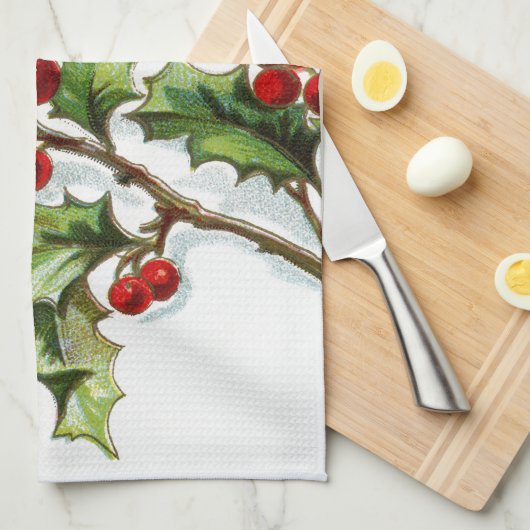 HollyBerries 002 Geschirrtuch (Viertel Falte)
