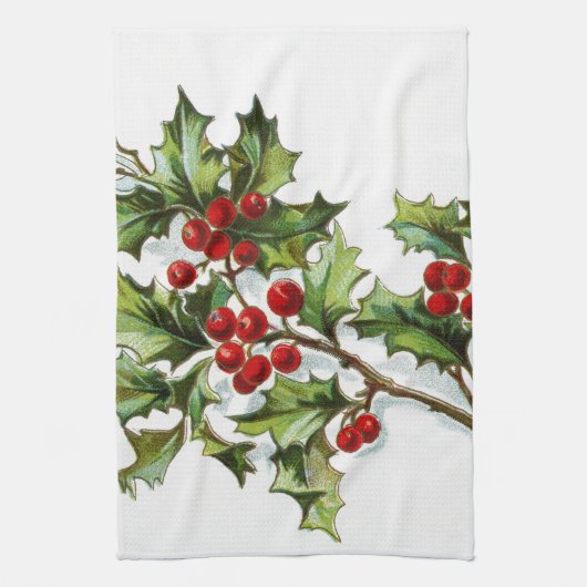 HollyBerries 002 Geschirrtuch (Vertikal)