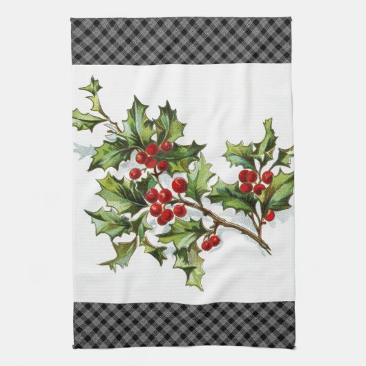 HollyBerries 002 Geschirrtuch (Vertikal)