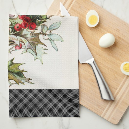 HollyBerries 003 Geschirrtuch (Viertel Falte)