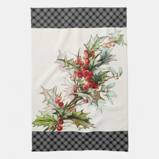 HollyBerries 003 Geschirrtuch (Vertikal)