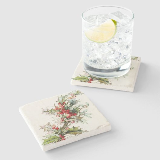 HollyBerries 003 Steinuntersetzer (Seitenansicht)