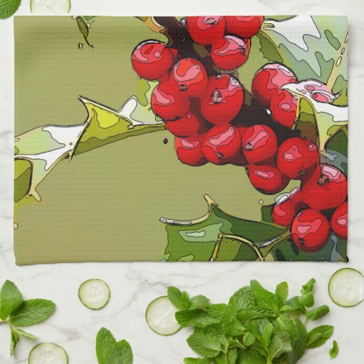 HollyBerries 005 Geschirrtuch (Gefaltet)