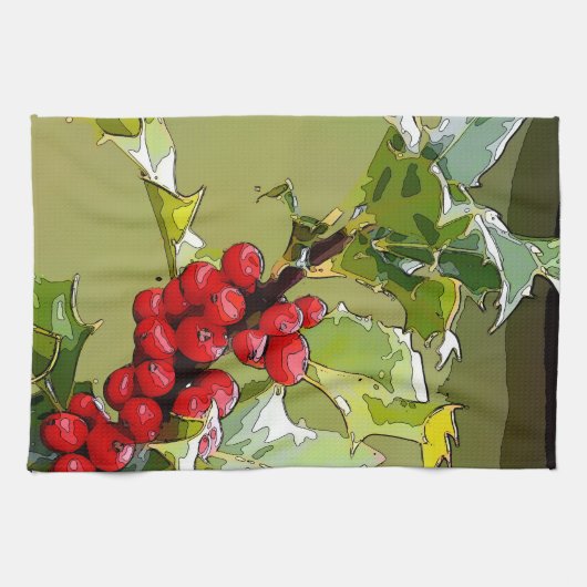 HollyBerries 005 Geschirrtuch (Horizontal)