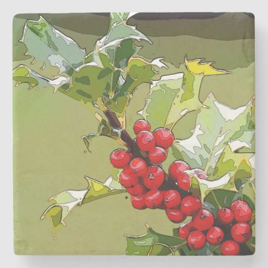 HollyBerries 005 Steinuntersetzer (Vorderseite)