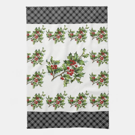 HollyBerries 014 Geschirrtuch (Vertikal)