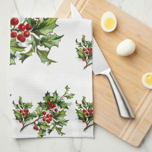 HollyBerries 014 Geschirrtuch (Viertel Falte)