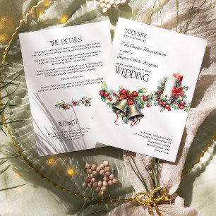 Hollyglocken rote Beeren Winterhochzeit und Detail Einladung