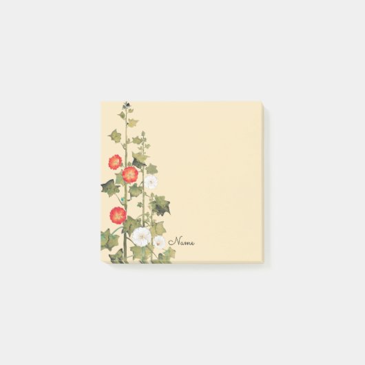 Hollyhock Blume Art Post It Personal Note Pad Post-it Klebezettel (Vorderseite)