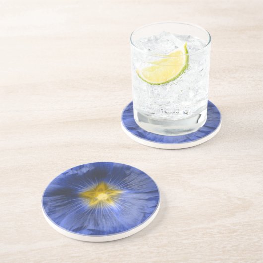 Hollyhock Blume Beautiful Blue Untersetzer (Seite)