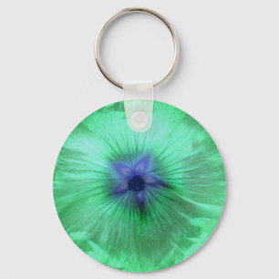 Hollyhock-Blume Grün Schlüsselanhänger