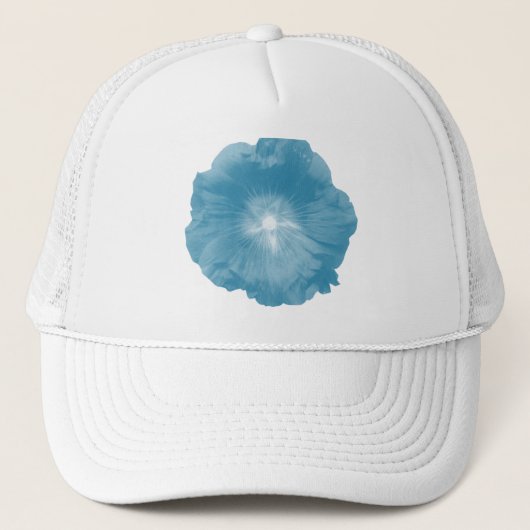 Hollyhock Blume Icy Blue Hat Truckerkappe (Vorderseite)