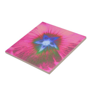 Hollyhock Blume Pink Velvet Tile Fliese