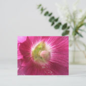 Hollyhock Deep Pink Postcard Postkarte (Stehend Vorderseite)