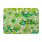 Hollyhock Mallow Blume Floral Art Malerei Grün Magnet (Horizontal)