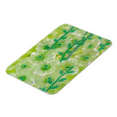 Hollyhock Mallow Blume Floral Art Malerei Grün Magnet (Linke Seite)